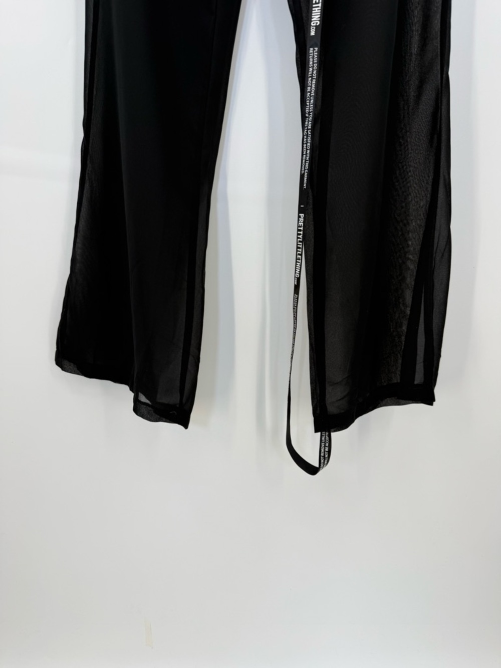 Pretty Little Thing Sheer High-Waist Wide-Leg Trouser Sexy Resort & Vacation - Picture 10 of 12